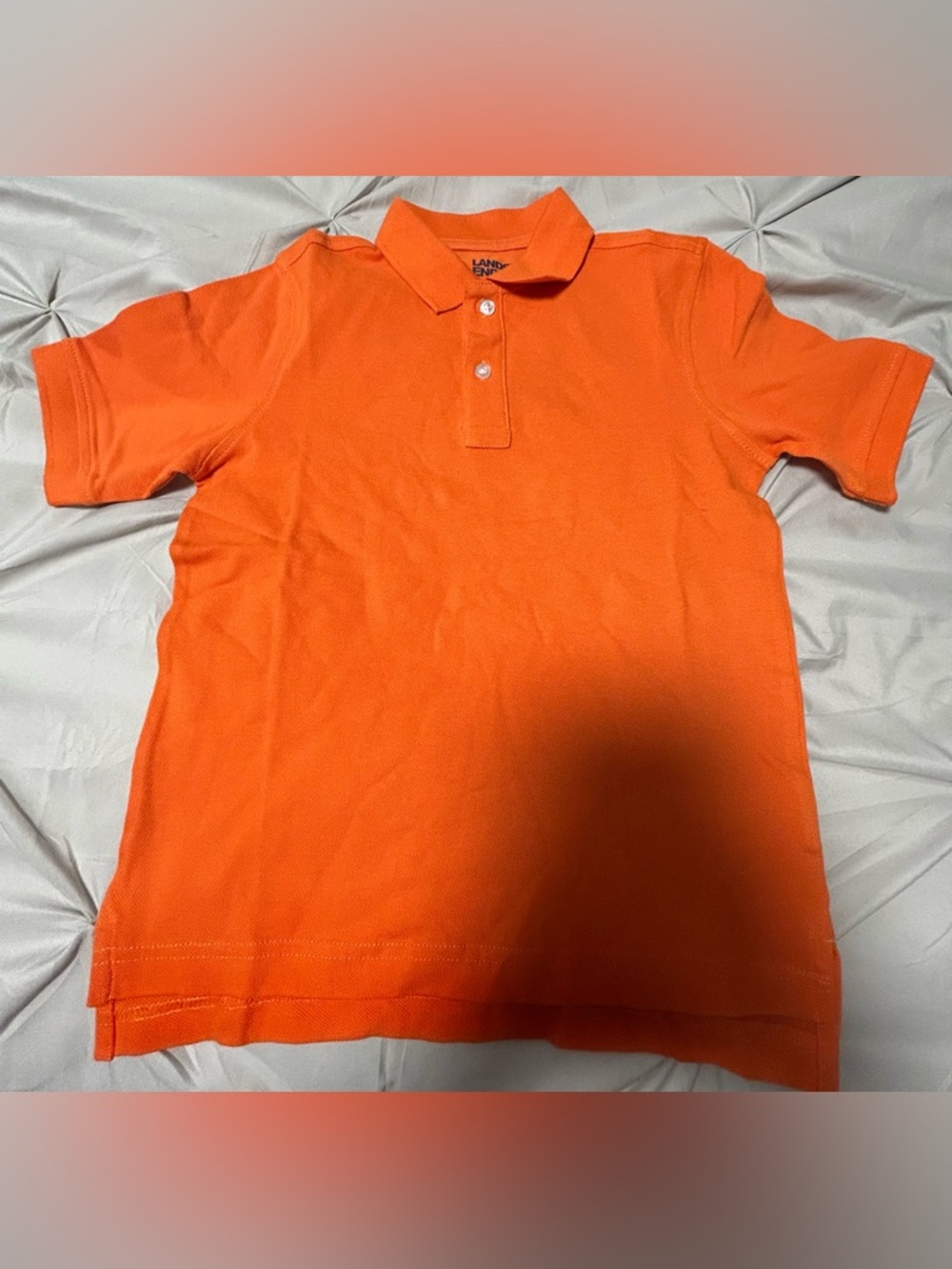 Lands End Orange Pique Short Sleeve Boys Polo Shirt Size: S (6-7) New